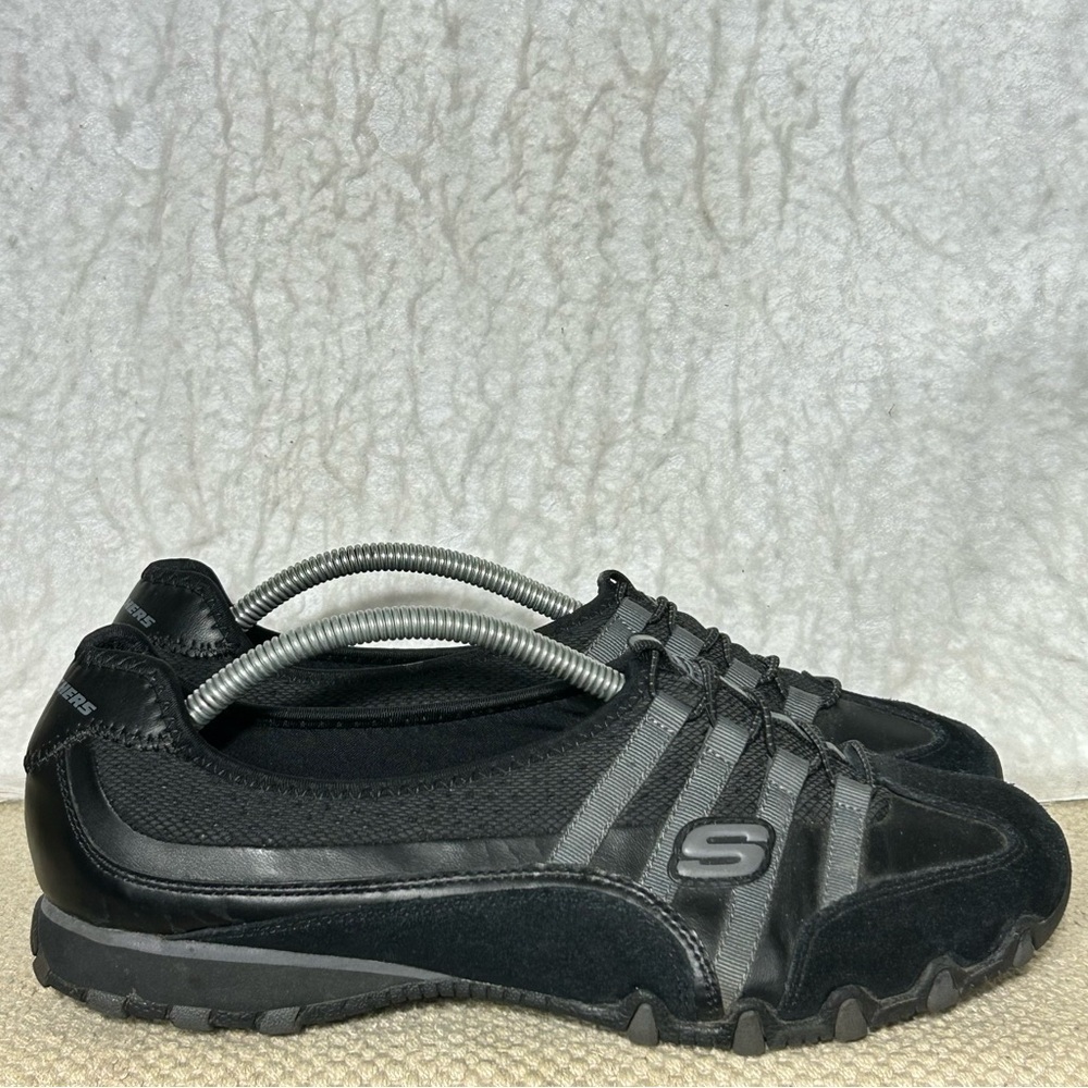 Skechers Womens Black Bikers PointLite SlipOn Leather/Textile Sneaker Shoes SZ 9